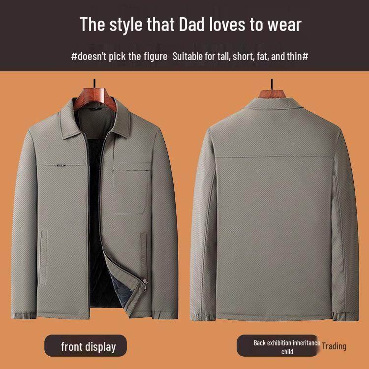 Men's Mid-aged Fleece-lined Winter Jacket: Warm, Thick, and Perfect for Autumn and Winter.