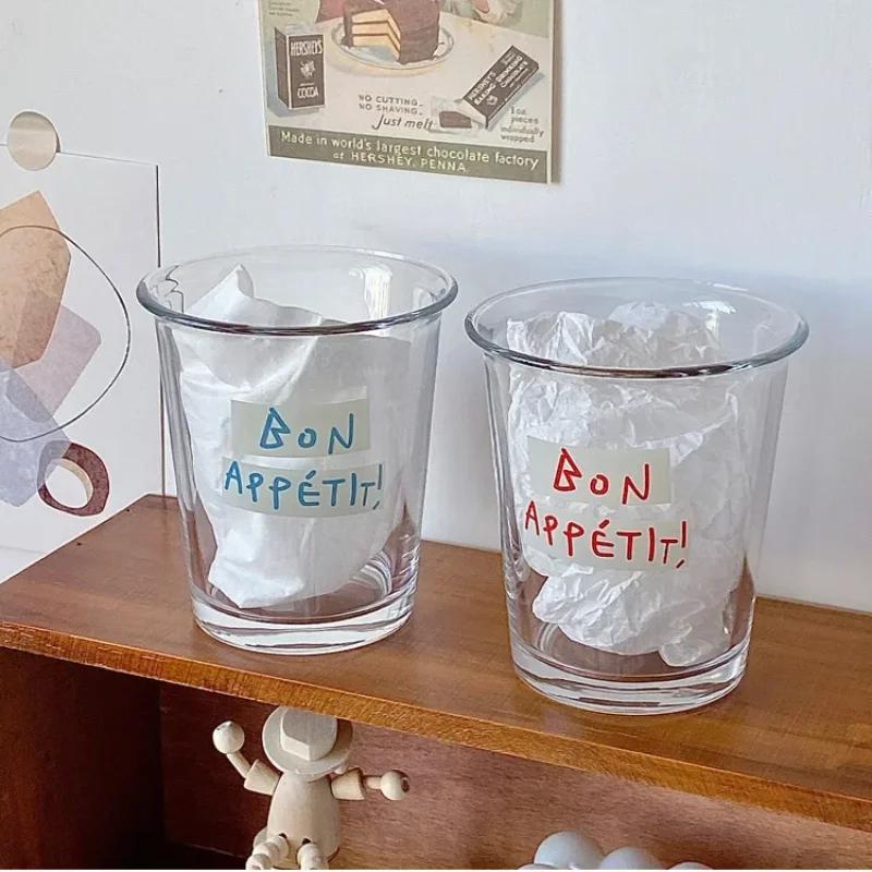 Transparent Glass Korean Ins Style Coffee Miilk Juice Beverage Black Tea Cup Cocktail Glassware Girl Gift for Home-use Cafe Shop