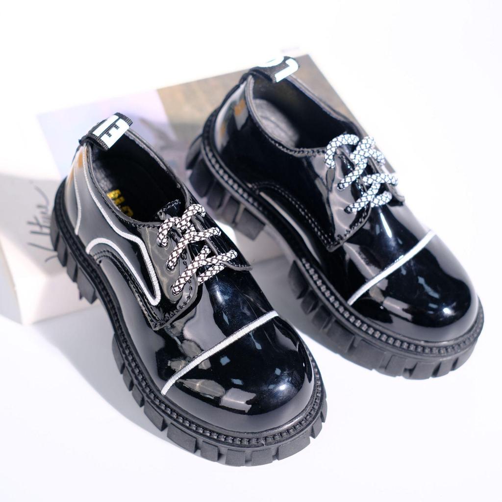Children's 2025 Thick-Soled British-Style Leather Slip-On School Shoes