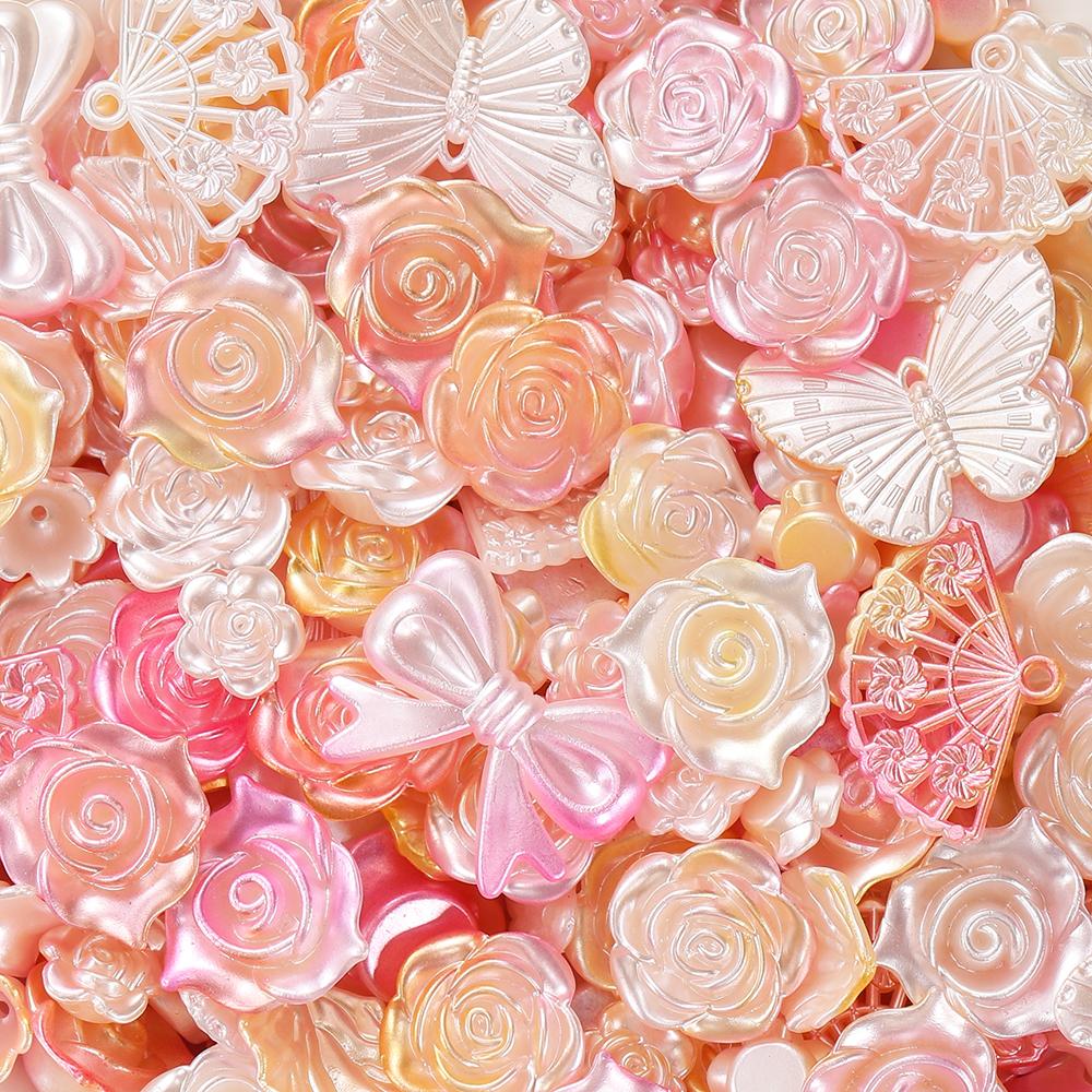 30g/Lot Colorful Mixed Butterfly Fan Acrylic Beads Spacer Loose Bead for DIY Necklace Bracelet Jewelry Making Accessories