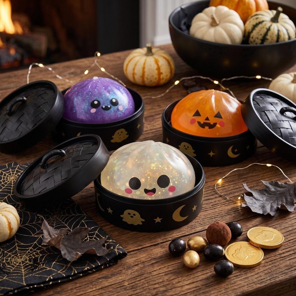 Halloween Baozi-förmige Spielzeuge - 5er-Pack mit Dampfkorb, Sensorisches Spielzeug gegen Stress