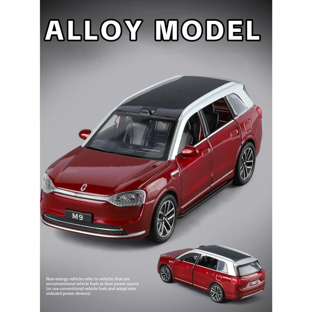 1/32 AITO M9 SUV Alloy New Energy Car Model Diecasts Metal Luxy Vehicles Car Model Simulation Sound and Light Childrens Toy Gift
