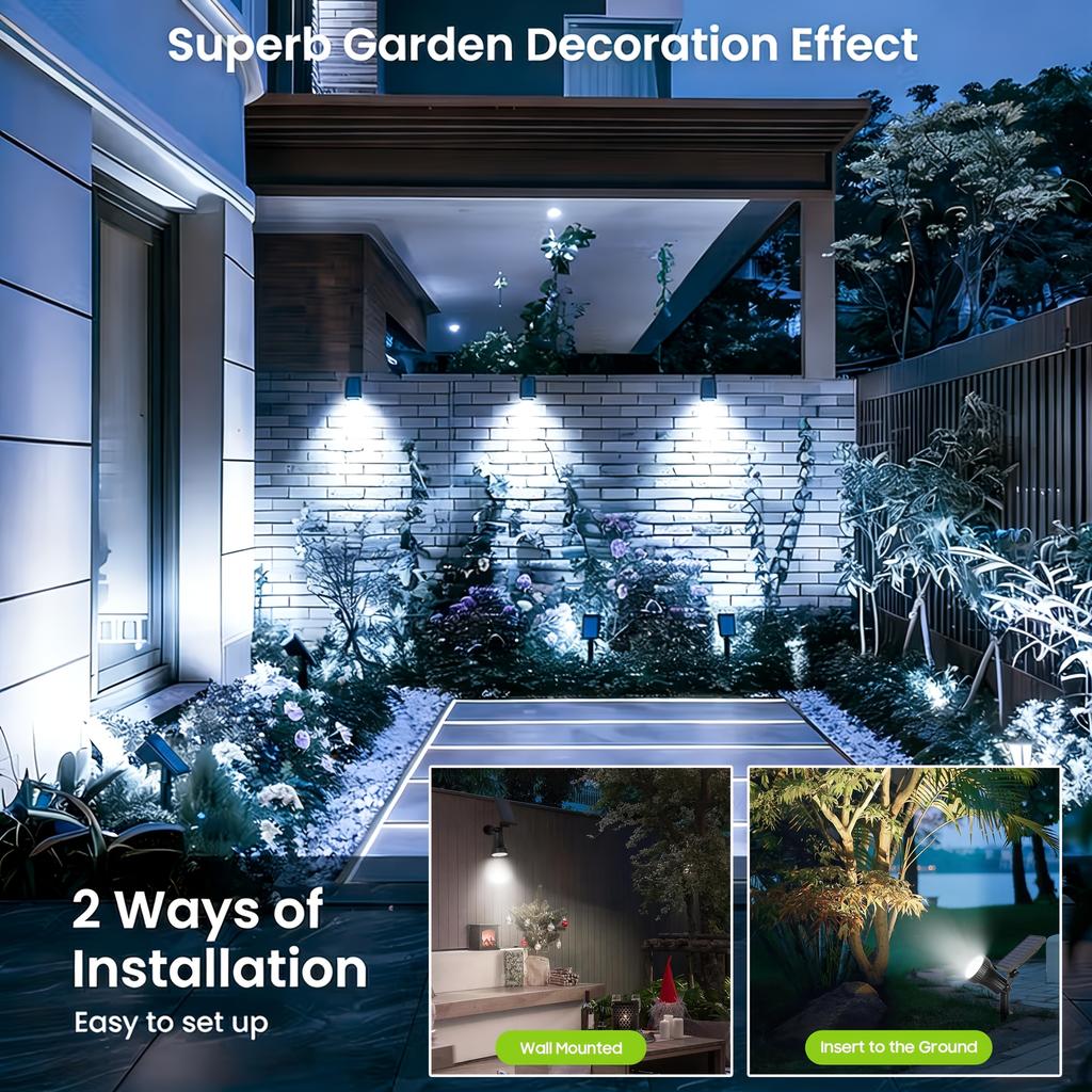 7/9 LED Solar LED Light Spotlights Outdoor IP65 Waterproof Lights Brightness Adjustable for Garden Backyard Driveway Patio Decor