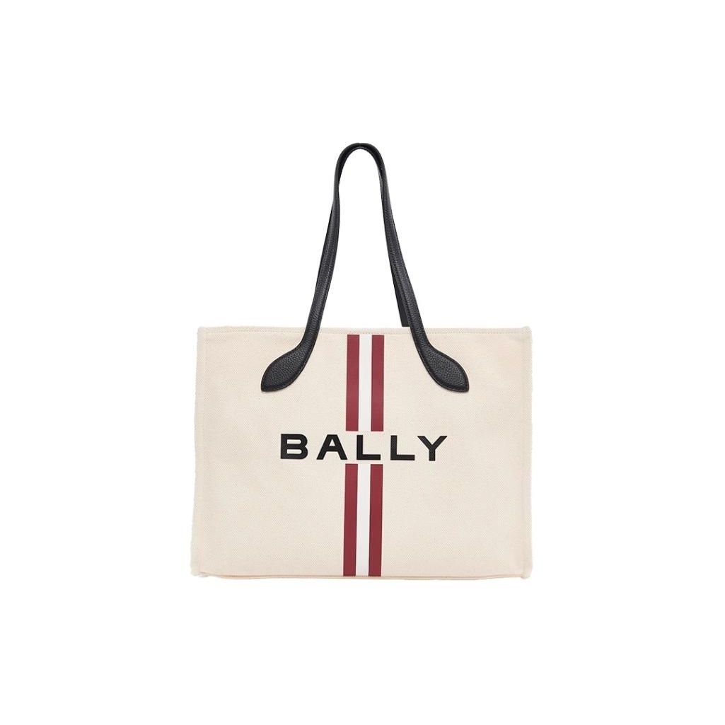 

Bally Large Capacity Open Design Fabric Tote Bag Shopping Bag Handbag Women tote Natural Black Gold 6307789 Basic Set (Bag+Dust Bag)
