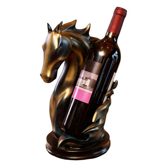 Hästhuvud Vinställ Harts Häststaty för Heminredning Bordsställ för Flaskor med Skyddsdyna Unik Gåva för Vinälskare