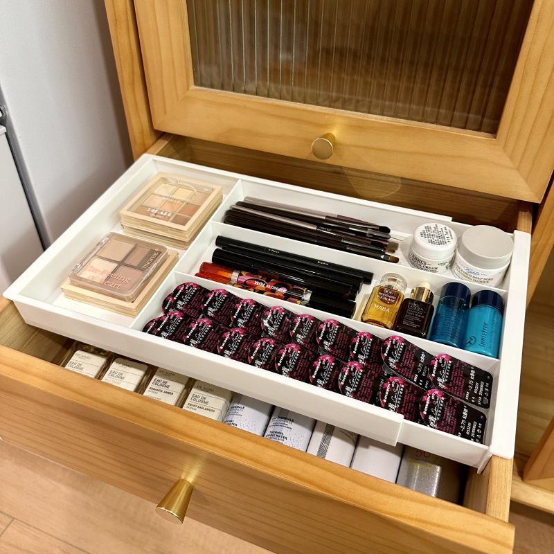Expandable Organizer with Hanging Compartment for Kitchen, Cosmetics, and Office Supplies