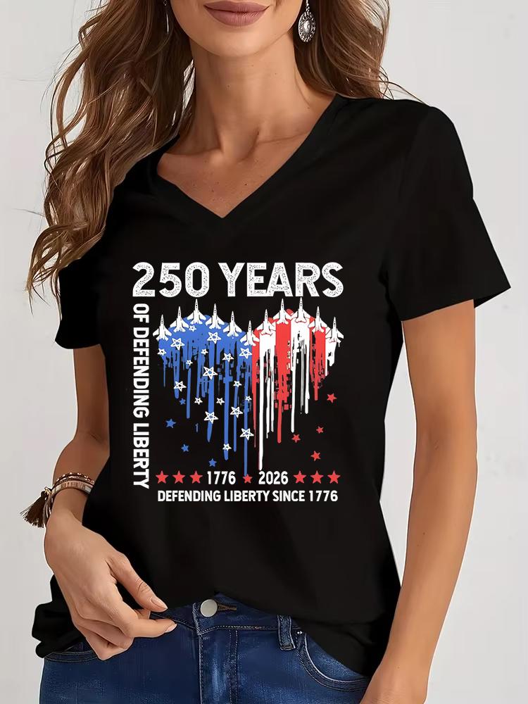 Fourth of July Shirt for Women 250th America Anniversary TShirt USA Flag Heart Design Graphic Tee Top Gift T-shirts