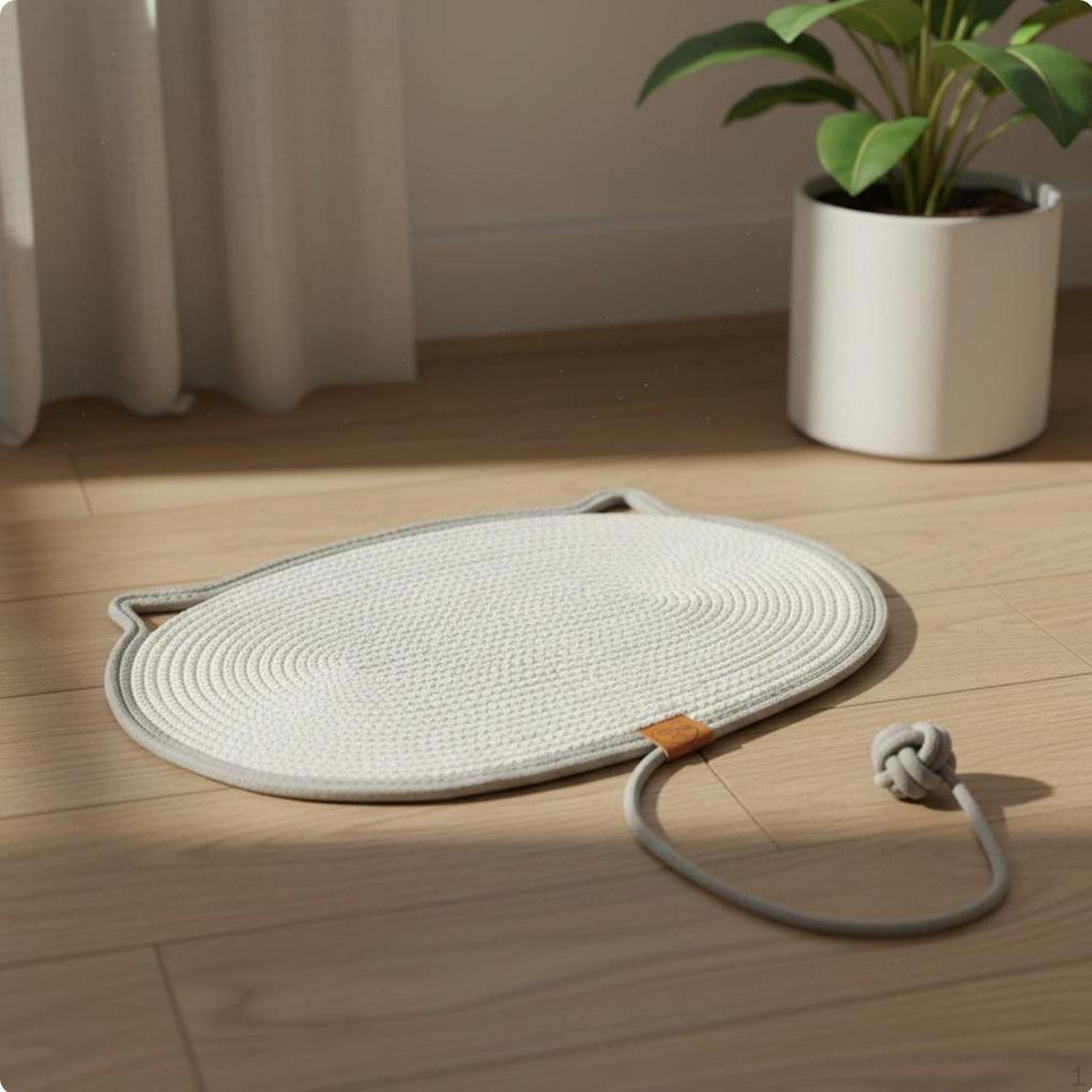 Cat Scratching Mat Scratch Resistant Woven Rope Scratcher Feline Pad Magenta White 50*35cm