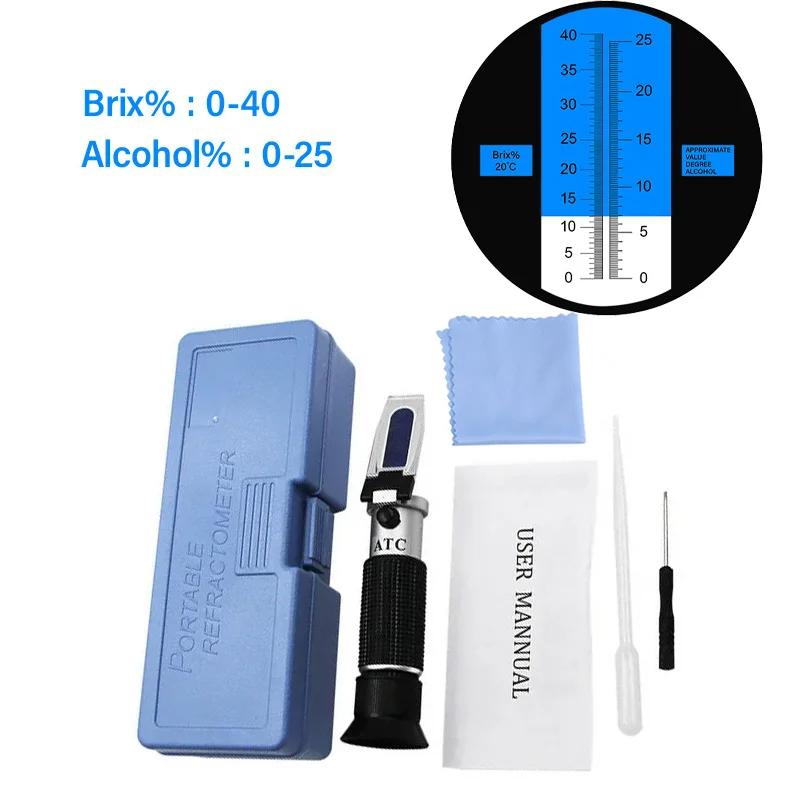Brix Meter 0-32% 58-90% 0-80% Brix Refractometer Sugar & Alcohol Meter Measurement Tool Fruit Wine Honey Sugar Bees Water Test