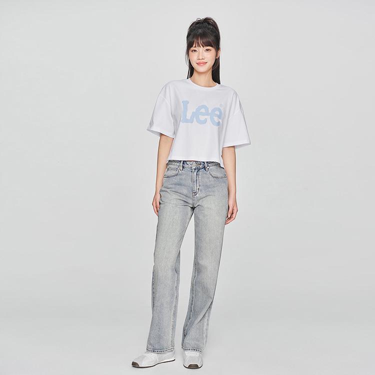 Loose Fit Round Neck Logo Print Short Casual Short Sleeve T-Shirt Women Tops LWT0102823RT00FK14000