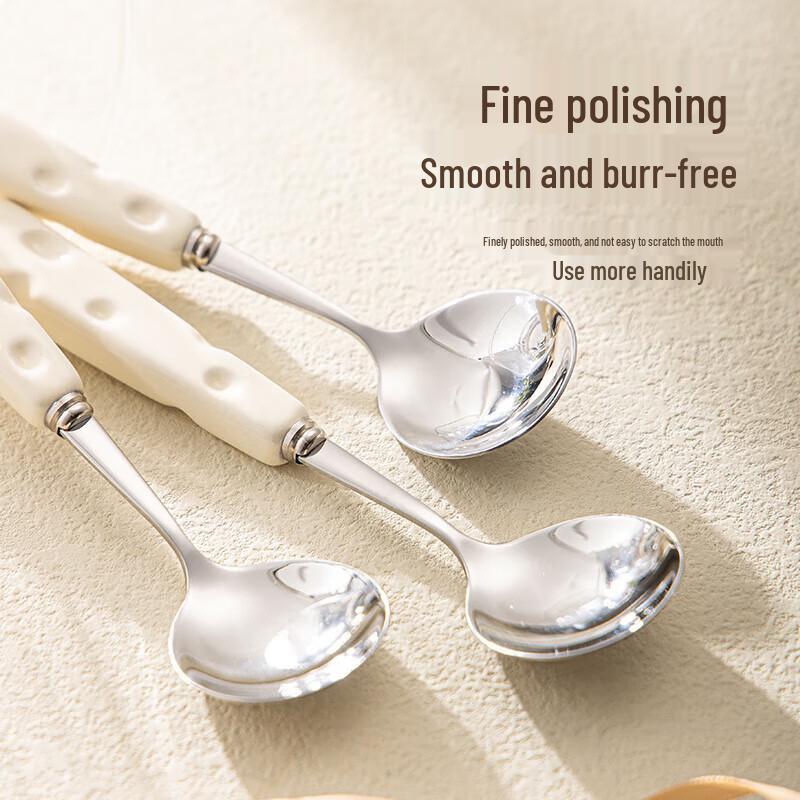 Cute Ceramic Handle Stainless Steel Spoon Set (2-Pack)