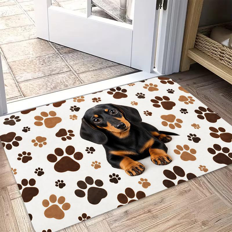 1pc, 2D Flat Printing, Dachshund Paw Print Entrance Mat, Perfect for Holiday Dining And Home Decor, Indoor/Outdoor Party Decoration