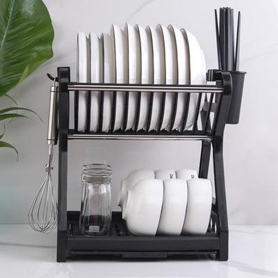 1 Set Dish Drainer Double Layer Detachable High Capacity Save Space Multifunctional Storage Rack Dish Drainer Sink for Dining Room