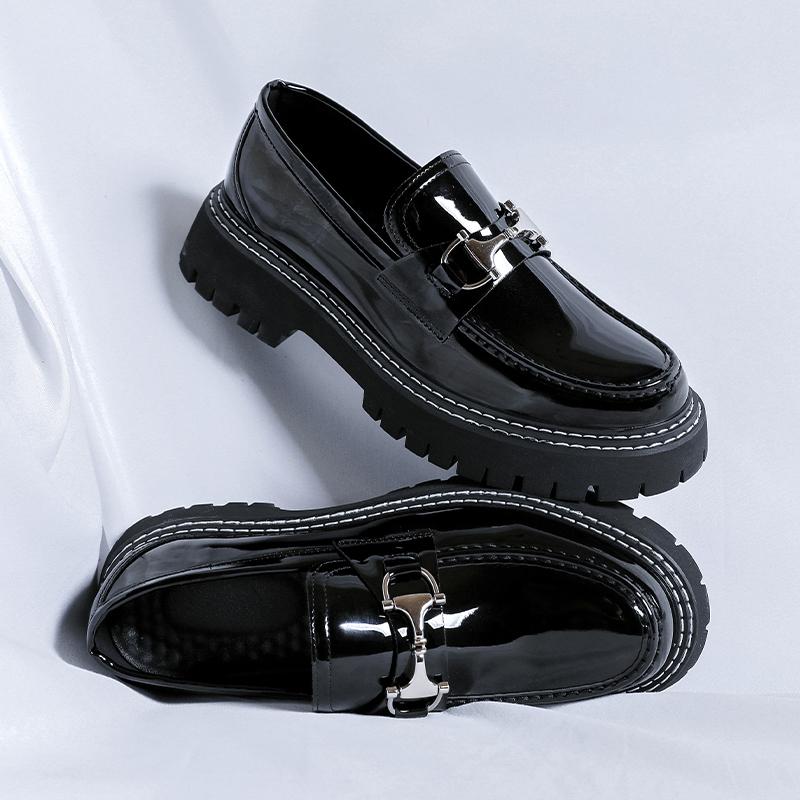 2025 British Style Mens Thick Sole Business Leather Shoes High Quality Leather Oxford  Anti-Slip Rubber Sole Wedding Men Loafers