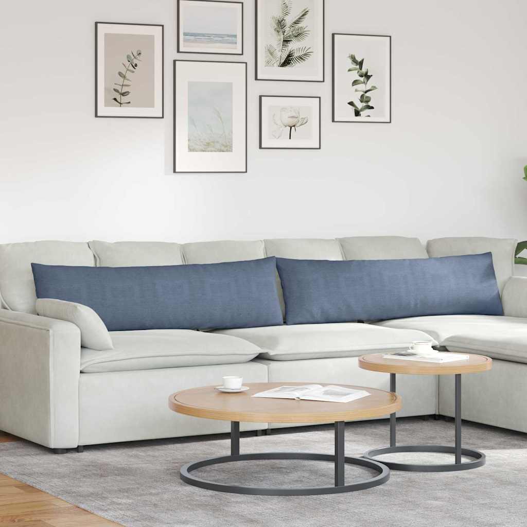 Sofa Cushions 2 Pieces Blue 145 X 40 Cm Cord Fabric