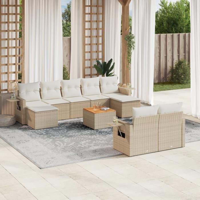 VidaXL Salon de Jardin avec Coussins 10 pcs, Canapés de Terrasse, Ensemble de Meubles de Patio, Mobilier d'Extérieur, Gris 3260192