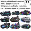 Walkie-Talkie para Capacete de Motocicleta 300M-2000M Talkie À Prova d'Água Redução de Ruído Microfone 2 em 1 Adequado para uma Variedade de Capacetes