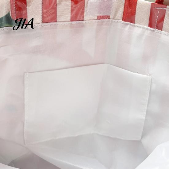 Reinforced Handle Carrying Bag Christmas PVC Tote Bag, Large Waterproof Shoulder Santa Deer Tree Stylish Holiday Gift Print, Reusable Grocery