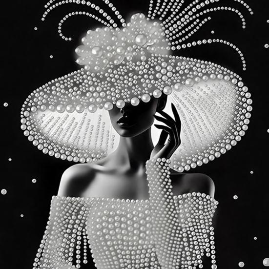 Zestaw do malowania perłami DIY dla dorosłych początkujących Eleganckie wzory dam Perłowy zestaw rzemieślniczy Sztuczne perły Wstępnie zadrukowane płótno Rama w zestawie do dekoracji domu