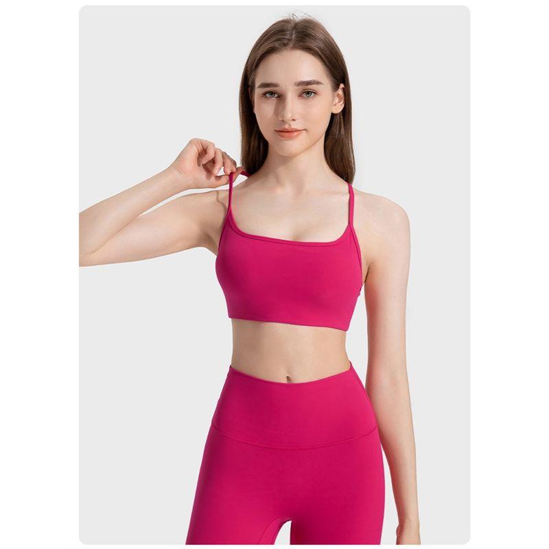 2023 New Cut Out Cross Beauty Back Exercise Underwear Women's Thin Square Collar Workout Top Sexy Yoga Bra Quick-Drying
