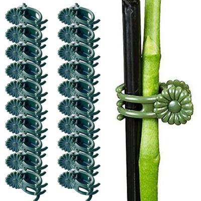 50pcs Plant Clips Orchid Stem Clip Plant Support Climbing Vine Stem Clasp Tied Dark Green Plant Flower Support Clamp Garden Tool