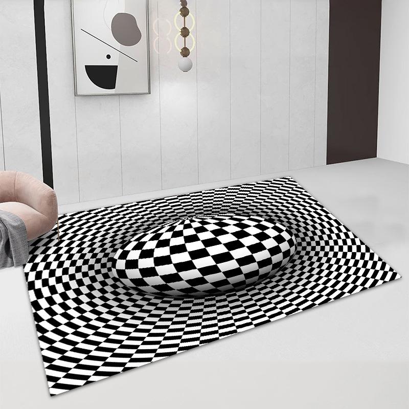 3D Vortex Illusion Carpet Entrance Door Floor Mat Abstract Geometric Optical Doormat Non-slip Floor Mat Living Room Decor Rug