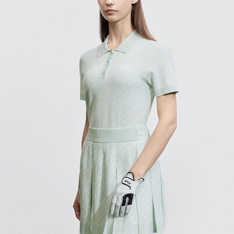 FILA Golf Series All Over Print Polo Shirt Women Tops Light-Green A11W415401F-LG