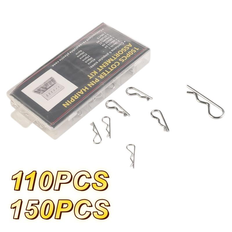 150Pcs Cotter Pin Set 2mm R-Clips Spring Connectors High Hardness Splint Pins for Car Repair DIY Handcraft Hardware Use