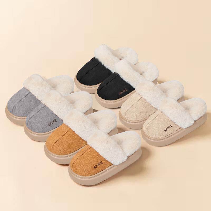 Home cotton shoes are sent on behalf of others, warm in winter, fluffy shoes, plush slippers, one pedal and half dragging comfortable cotton slippers.