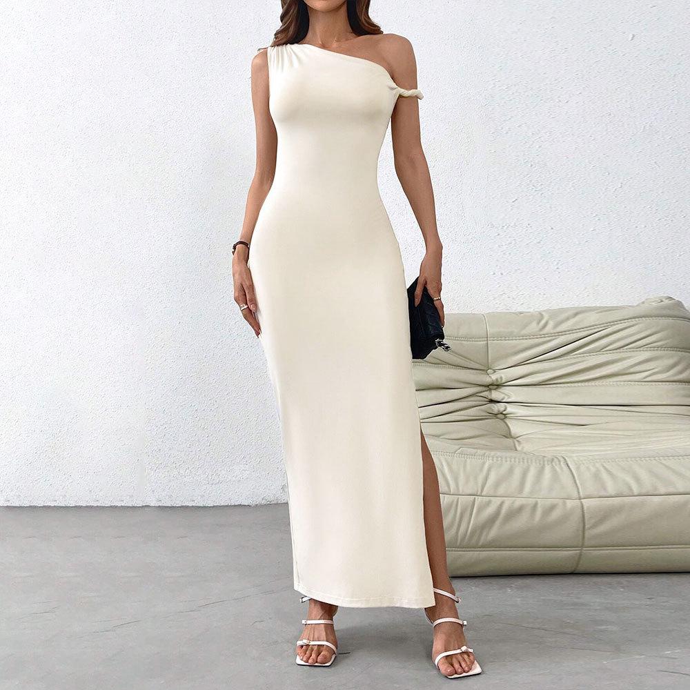 Women's Spring/Summer 2025 Sexy Socialite Asymmetric Off-Shoulder Long Dress
