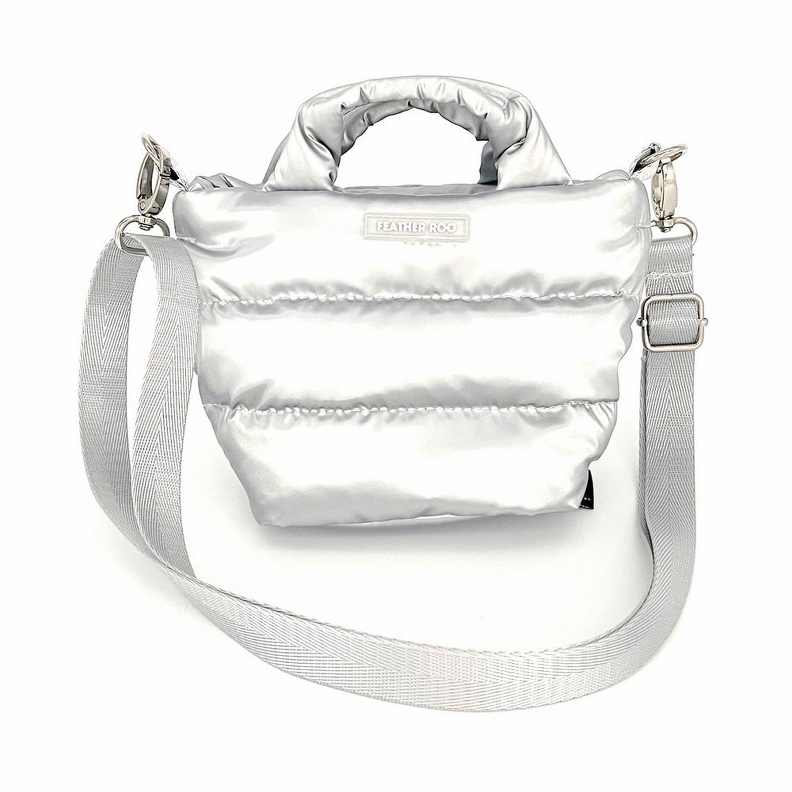 Женская мини-сумка-тоут Rootote с плечевым ремнем, наполненная перьями, FE.Baby.Modern-A (02 Серебро)