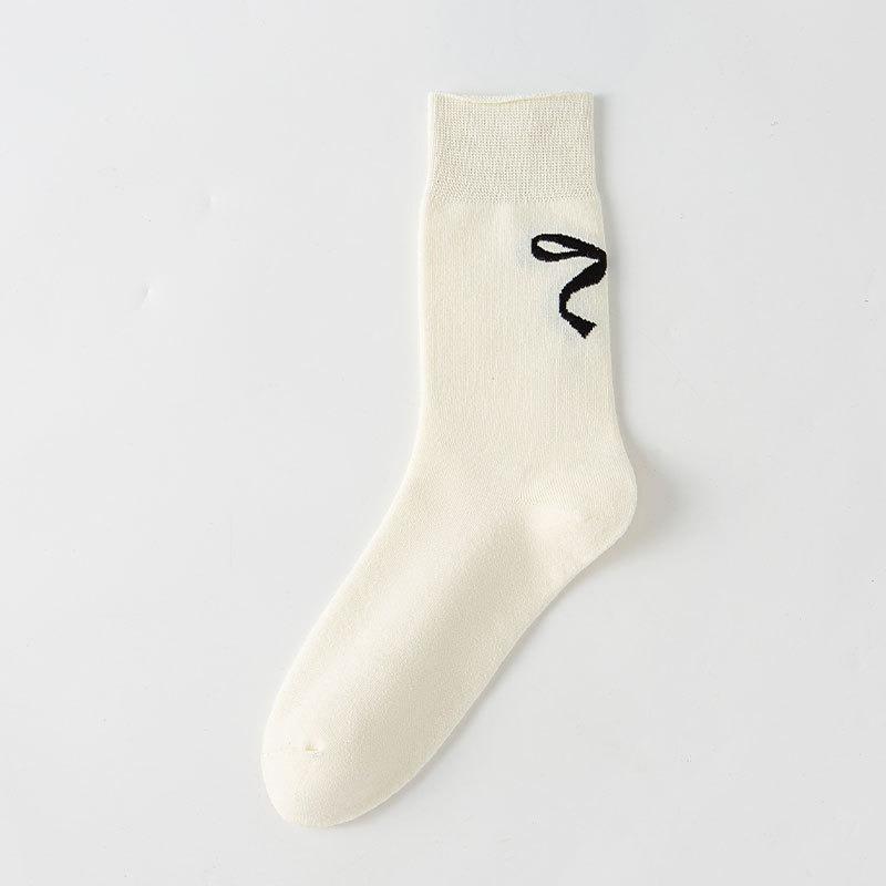 Ladies Spring and Autumn Everything Cute Heel Bow In The Tube Pile Pile Cotton Socks