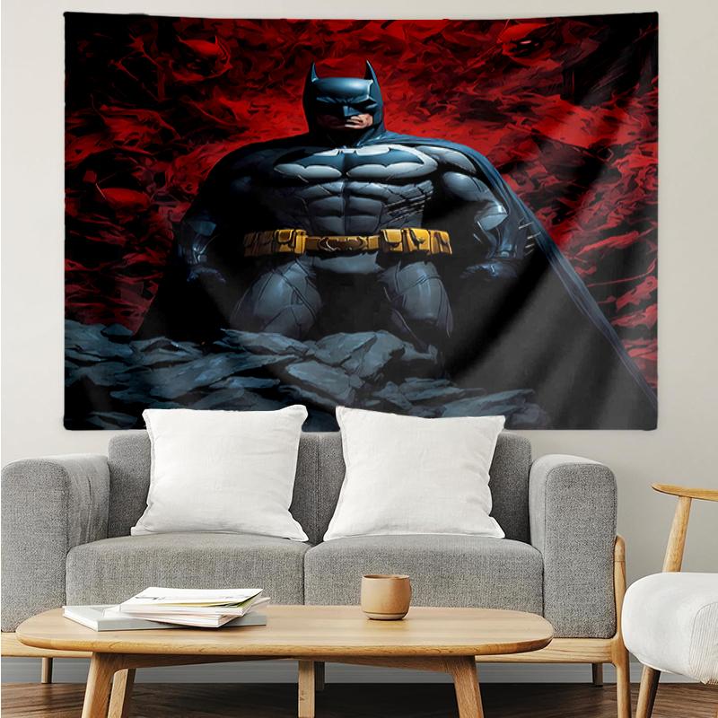 Batman Print Tapestry, Backdrop, Easy Setup, Ideal for Bedroom, Office & Living Room, with Aesthetic Wall Hanging Decor.
