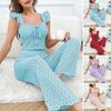 Damen Lochstickerei Pyjama Set 2 Teile Rüschen Ärmelloses Tanktop Und Lange Hose Pjs Set Sommer Lounge Nachtwäsche