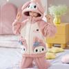 Kids Coral Fleece Pajama Set Girls Winter Warm Thick Sleepwear Cartoon Character Print Home Wear
