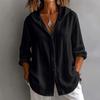 Camisa casual de manga larga para mujer con botones de colores y cuello de solapa para vacaciones
