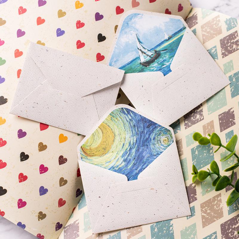 10ks/lot 10X7,5CM Vintage obálky Klasická olejomalba Vincenta van Gogha a rostlinné umělecké obálky na dopisy, svatební pozvánky