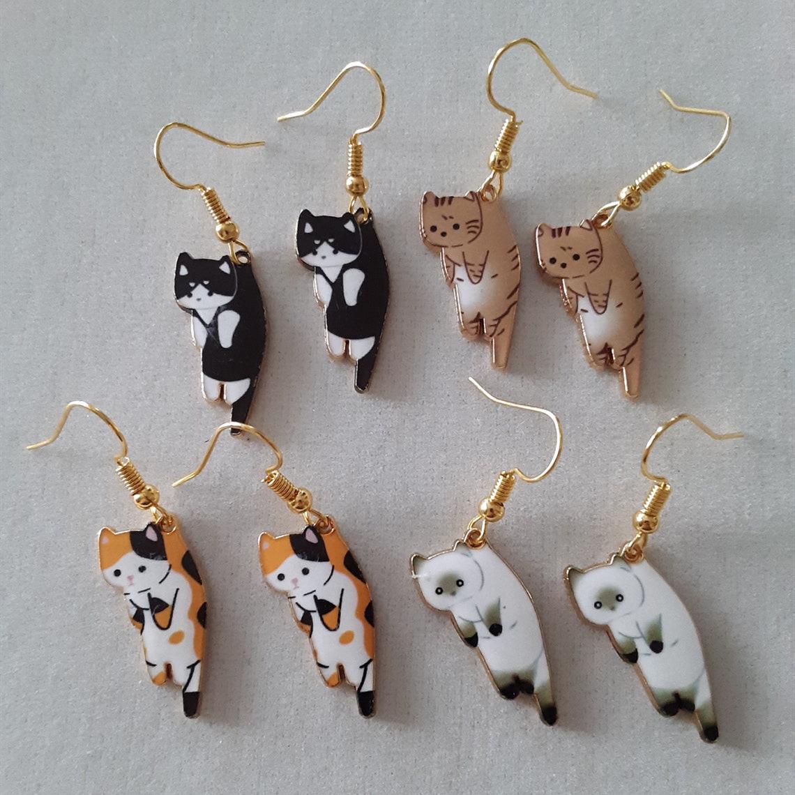 

Kawaii Dangling Cat Earrings - Cute Cat Jewelry