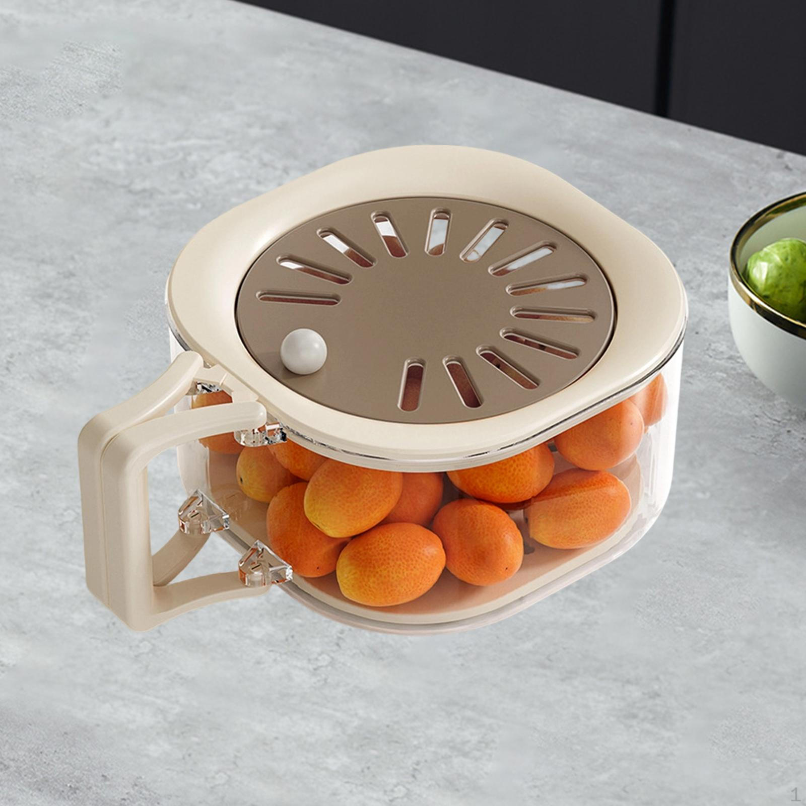 Fruit Drain Basket Foldable Handle Home Use Practical, Keeper Container Portable Multipurpose, Coffee Color
