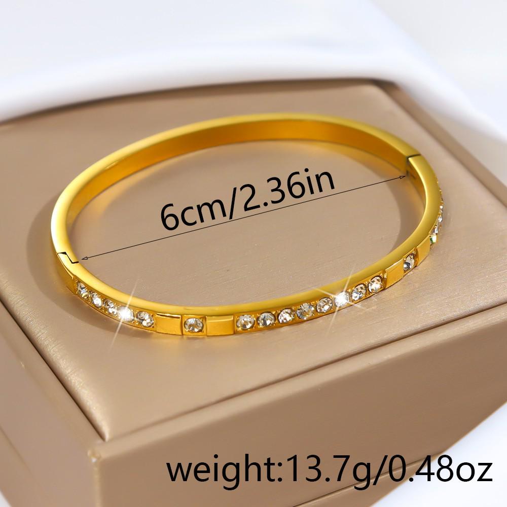 Stainless Steel Zirconia Clasp Bracelet with Rhinestones - High-End Star Design, Colorfast.