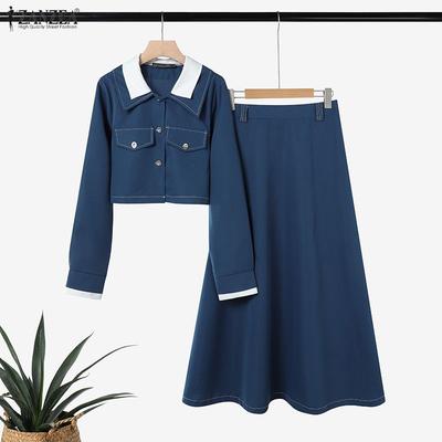 Blouse à manches longues pour femmes et jupes longues Ensembles décontractés deux pièces