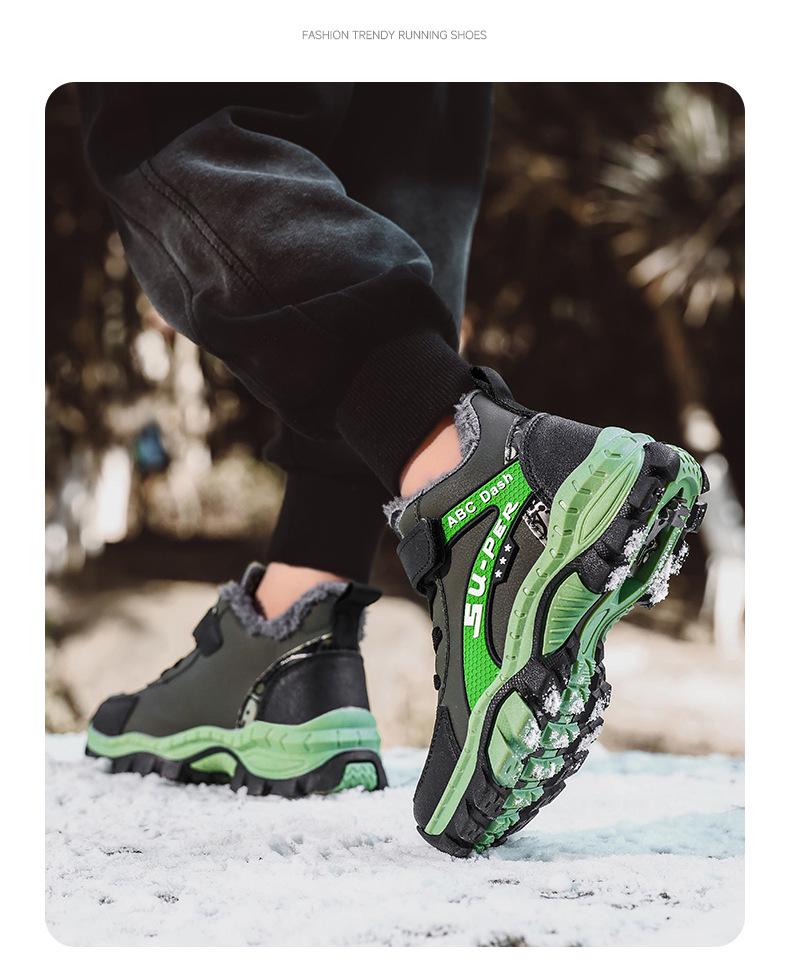 Boys' Fleece-Lined Cotton Shoes - New 2025 Autumn/Winter Non-Slip Warm Outdoor Sports Footwear