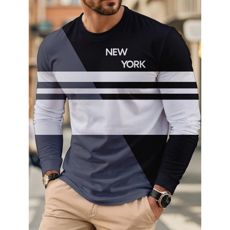 3D Color Block & Geometric Pattern Printed Short Sleeved Men's T-shirts - Soft Medium Stretch Polyester Fabric Spring and Autumn Relaxed Fit Clothing