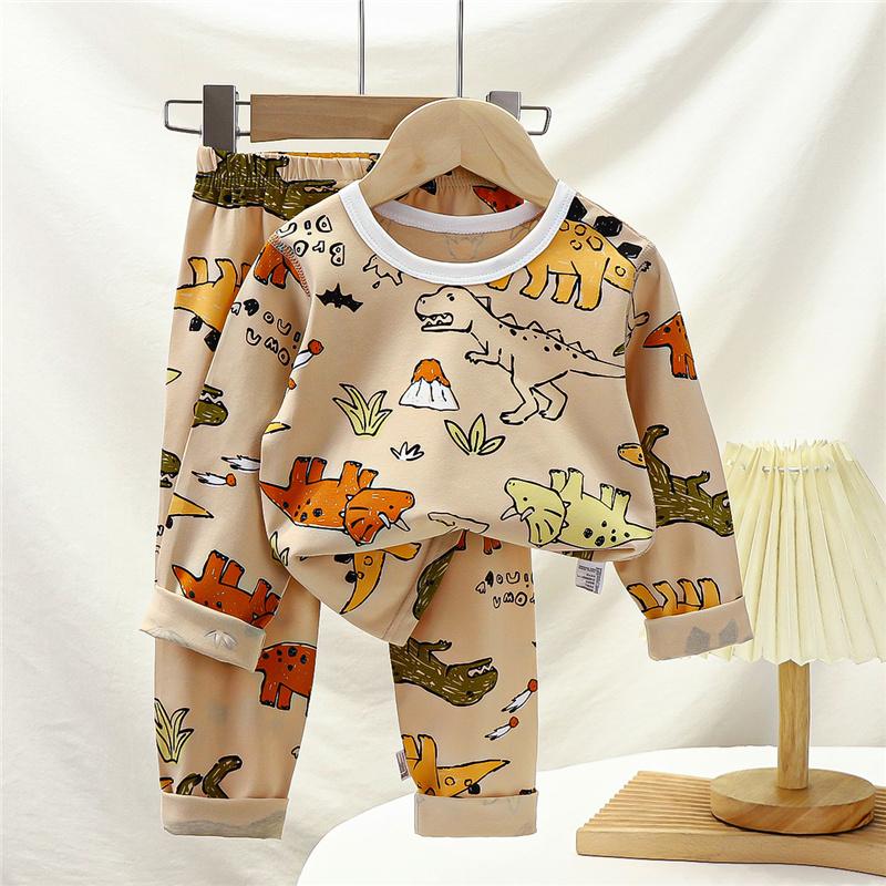 Kids Underwear Set Cotton Thermal Pajamas Boys Girls Stretchy LYCRA Long Sleeve Top Pants Homewear Sleepwear