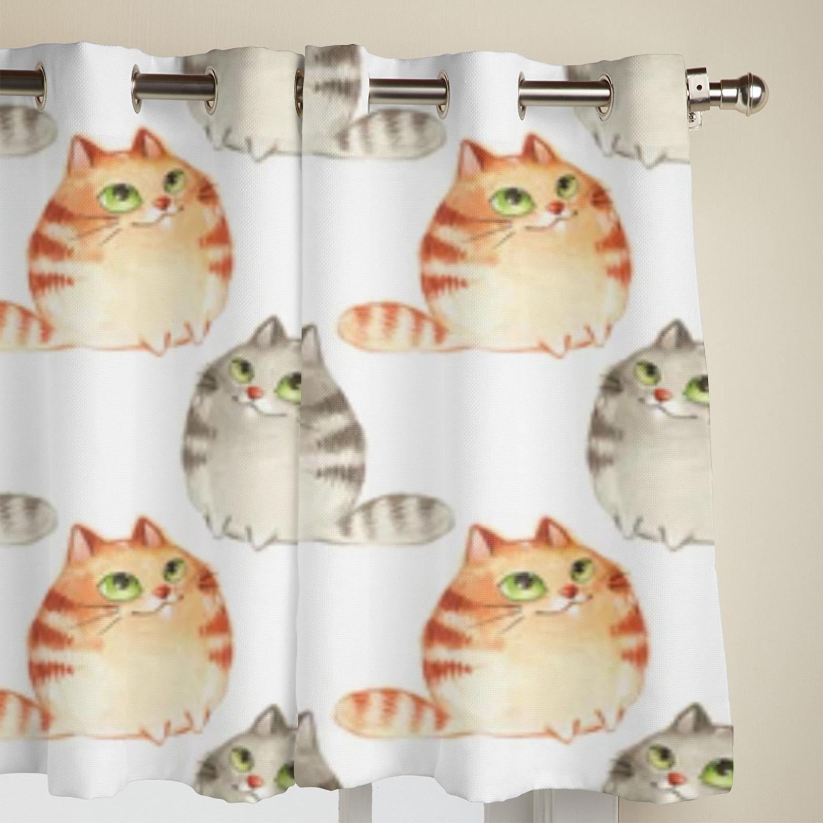 Акварельные Мультяшные Коты Оконная Занавеска Для Детской Комнаты Домашние Жалюзи Шторы — фото 3