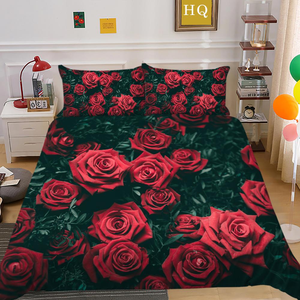 3D Flowers Printing Bedding Cover King Size Polyester Bedspreads Design High Quality Home Bedclothes