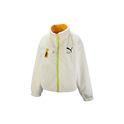 Veste Sherpa Réversible Couleur Unie Logo Brodé Femmes vestes Blanc 538856-65