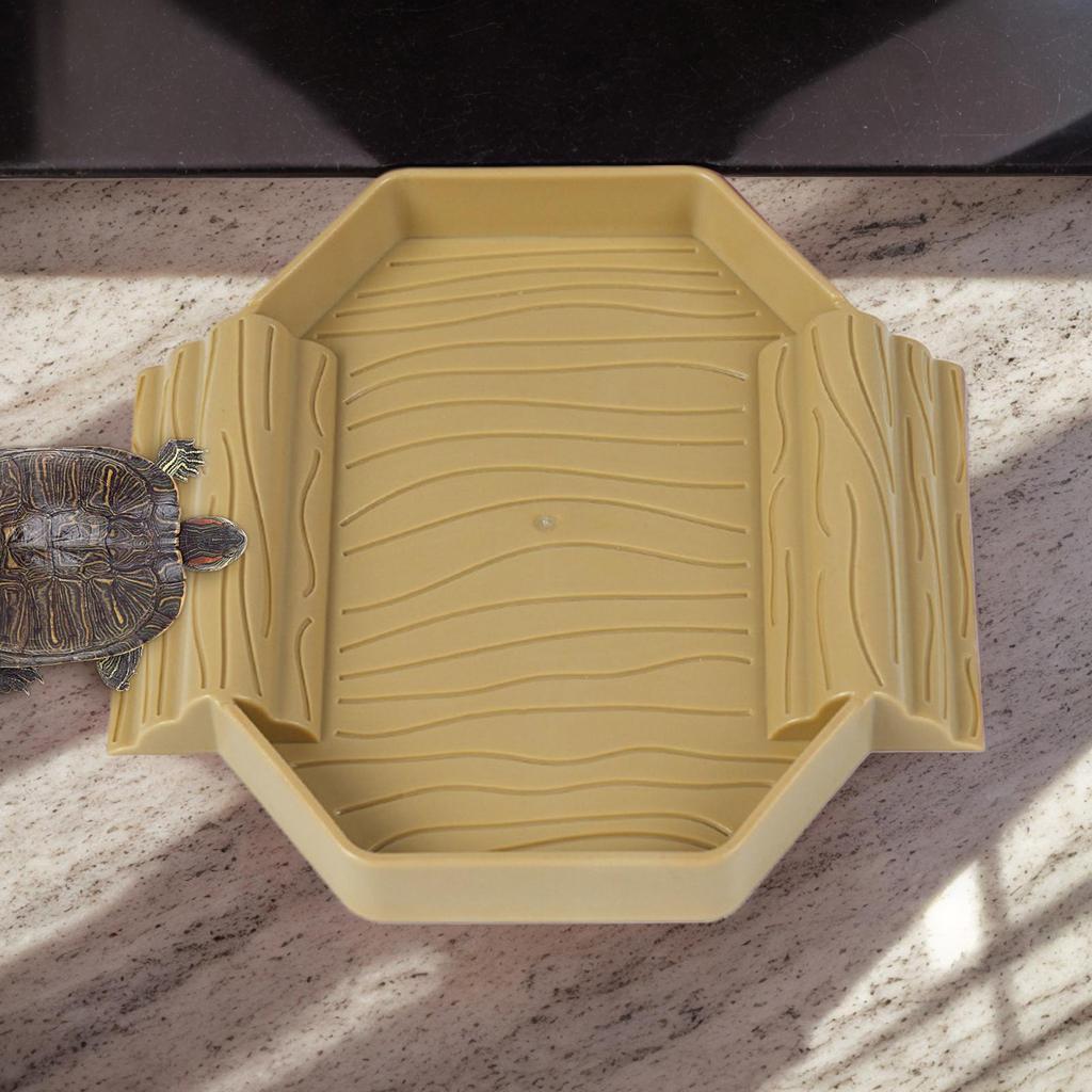 Turtle Water Bowl Anti-Slip Reptile Pool Dish 2-in-1 Stain-Resistant Turtle Bathing And Feeding Tub For Snake Gecko Tortoise