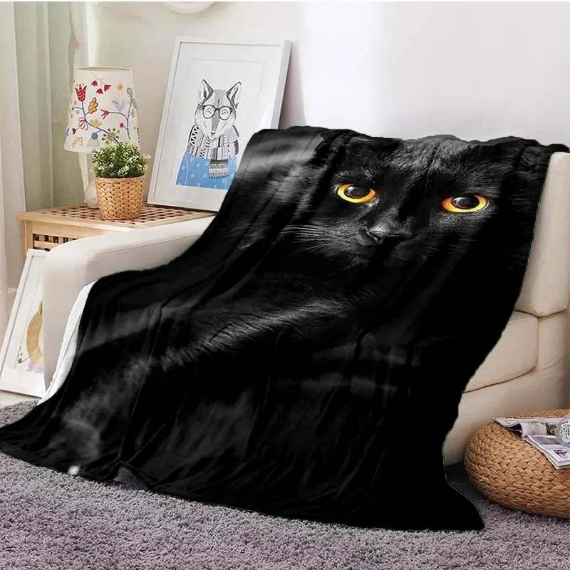 Cute Cat Series Printed Blanket for Sofa Bed Travel Camping Living Room Office Conditioning Blanket for All Seasons Gifts