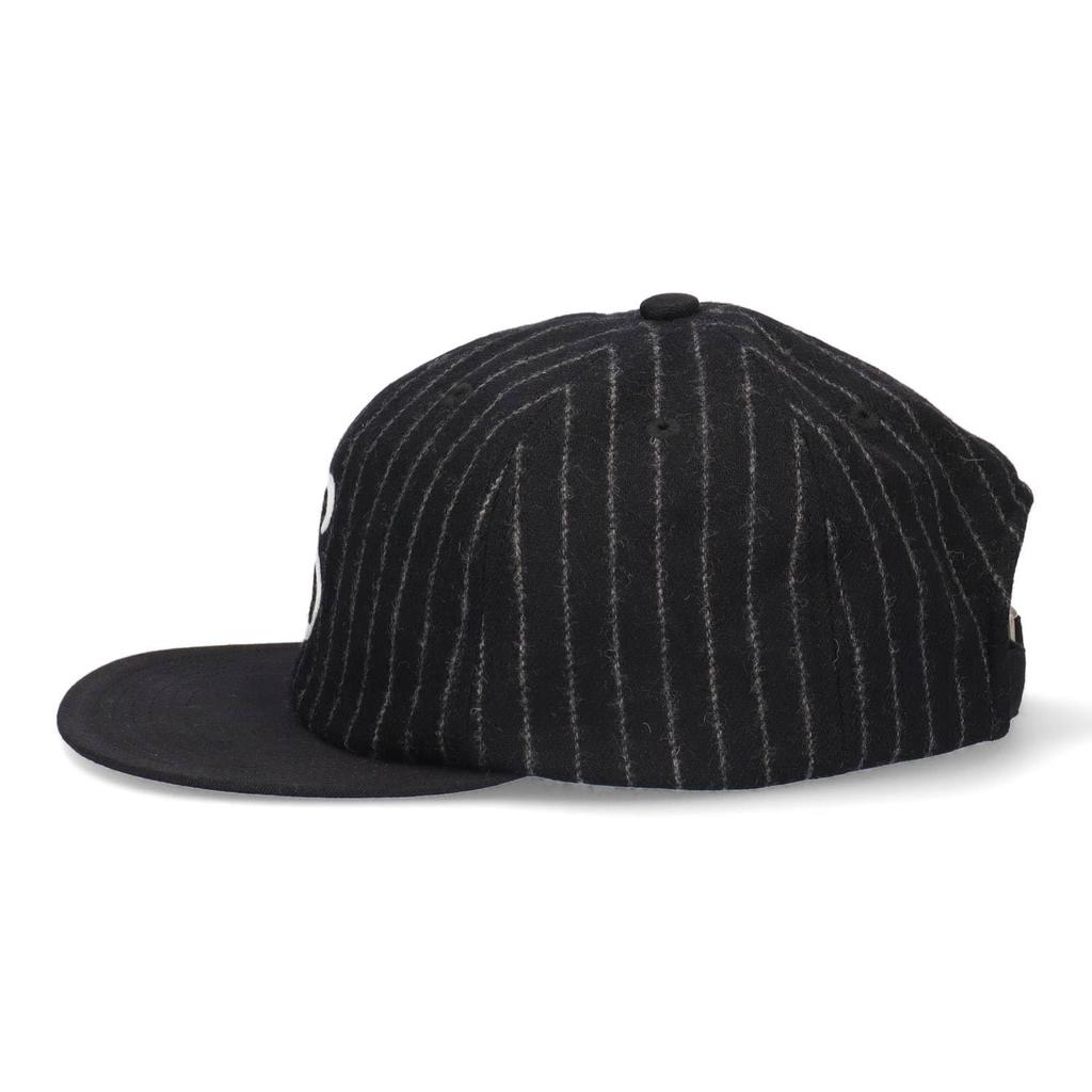 Schott Stripe Cap (Black) - Striped Flannel with S Logo and Wool